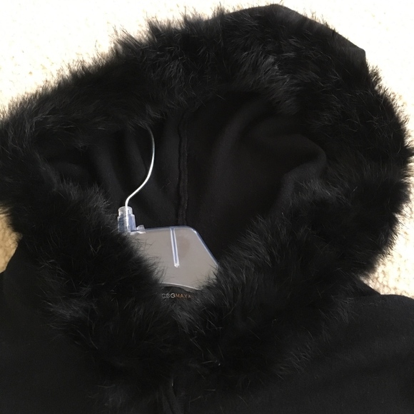BCBG Rabbit Fur Trimmed Zip Jack, Womens M - Picture 5 of 8